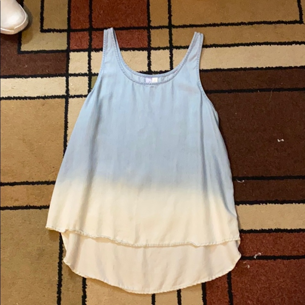 denim white ombre tank top